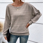 🌹Autumn Sale-49% Off🌹Solid Round-Neck Striped Top with Long Sleeves
