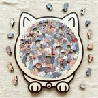 💗LAST DAY - BUY 1 GET 1 FREE🎅135-Piece Morandi-Colored Cat Shaped Wooden Jigsaw Puzzle