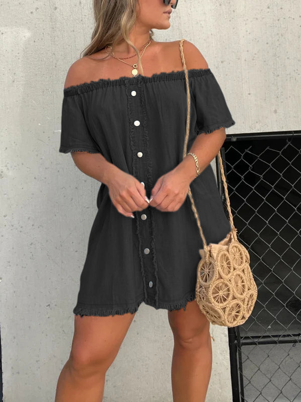Short Sleeve Casual Denim Dress