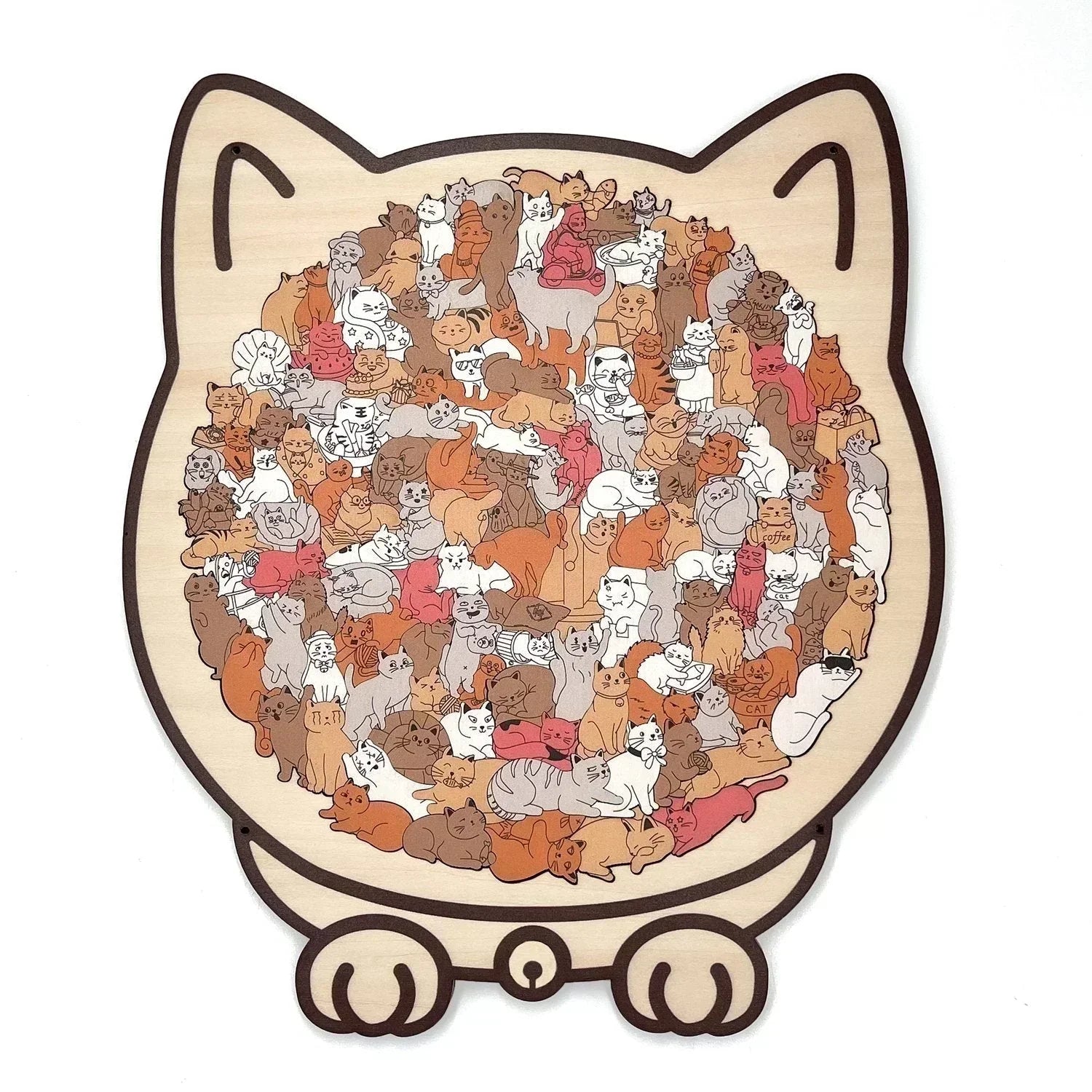 💗LAST DAY - BUY 1 GET 1 FREE🎅135-Piece Morandi-Colored Cat Shaped Wooden Jigsaw Puzzle