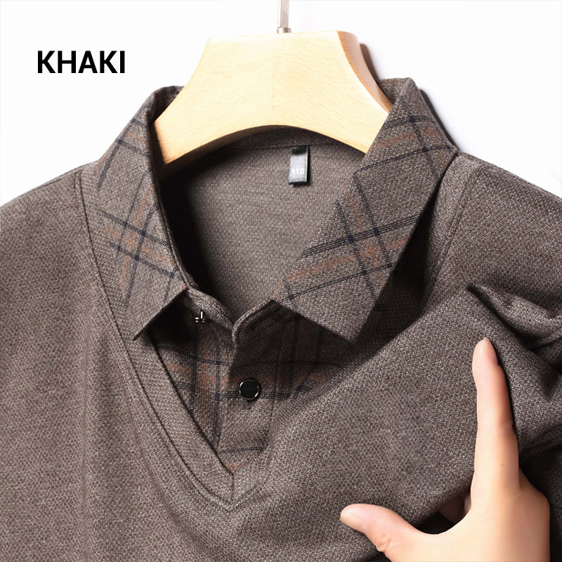 📢📢Flash Sale: Ending in 3 Hours!⏰⏰Men's Faux Two Piece Lapel Long-Sleeve Tops👔Multi-scenario fit🔥