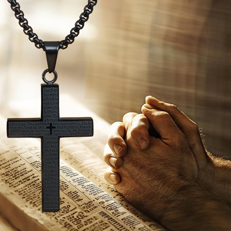 💜BUY 1 GET 1 FREE💜✝️Lord's Prayer Scibble Cross Necklace