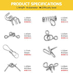 🔥Last Day Promotion 63% OFF🧠🔠Metal Puzzle Ring Set (8-Piece) Blue Edition Brain Teaser Game