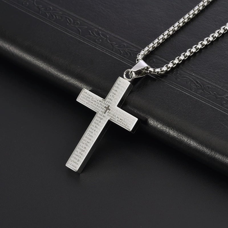 💜BUY 1 GET 1 FREE💜✝️Lord's Prayer Scibble Cross Necklace