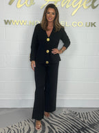 🔥Black Friday Sale 49% OFF🖤Gold Button Soft Knit Trouser Co-Ord✈️free shipping