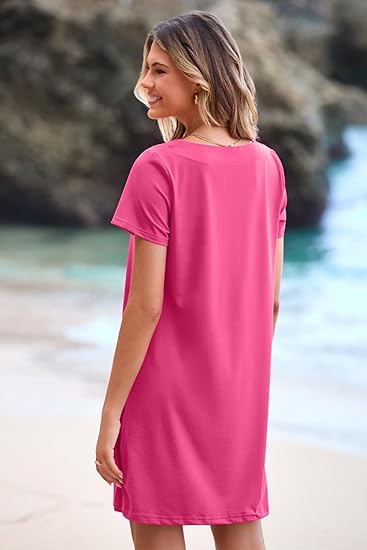 💕Last Day Promotion 49% OFF👗Women's Casual Square Neck Pocket Short Sleeve Dress with Pockets