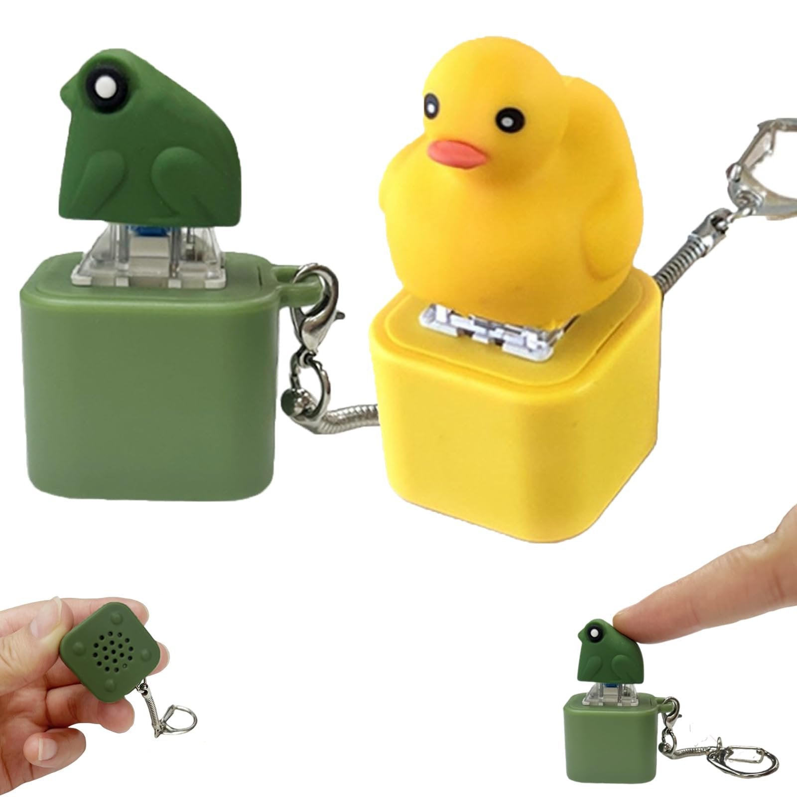 🔥HOT SALE-UP TO 50% Off🔥Frog Croaking Fidget Toy - Rechargeable Frog Croaking Keychain, Frog Croaking Stress Reliever with Colorful Lights, Fun & Portable Anxiety Relief Toy