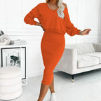 💜 LAST DAY PROMOTION - 50%OFF 💜 Women's 2-Piece Set - Sleeveless Dress & Loose V-Neck Pullover