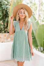 ⏰ Summer Sale💕 Elegant Lace Hollow Out Dress with Pockets