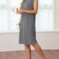 🩵Summer Sale 50% OFF🩵Women Round Neck Loose Split Wrinkle-Free Midi Dress with Pockets
