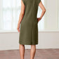 🩵Summer Sale 50% OFF🩵Women Round Neck Loose Split Wrinkle-Free Midi Dress with Pockets