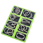 🔥Last Day Promotion 63% OFF🧠🔠Metal Puzzle Ring Set (8-Piece) Blue Edition Brain Teaser Game