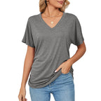 💕Hot Promotion- UP TO 58% OFF🌷V-Neck Solid Color Loose Ladies Tops