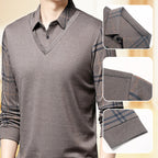 📢📢Flash Sale: Ending in 3 Hours!⏰⏰Men's Faux Two Piece Lapel Long-Sleeve Tops👔Multi-scenario fit🔥