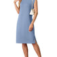 🩵Summer Sale 50% OFF🩵Women Round Neck Loose Split Wrinkle-Free Midi Dress with Pockets