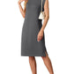 🩵Summer Sale 50% OFF🩵Women Round Neck Loose Split Wrinkle-Free Midi Dress with Pockets