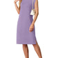 🩵Summer Sale 50% OFF🩵Women Round Neck Loose Split Wrinkle-Free Midi Dress with Pockets