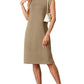 🩵Summer Sale 50% OFF🩵Women Round Neck Loose Split Wrinkle-Free Midi Dress with Pockets