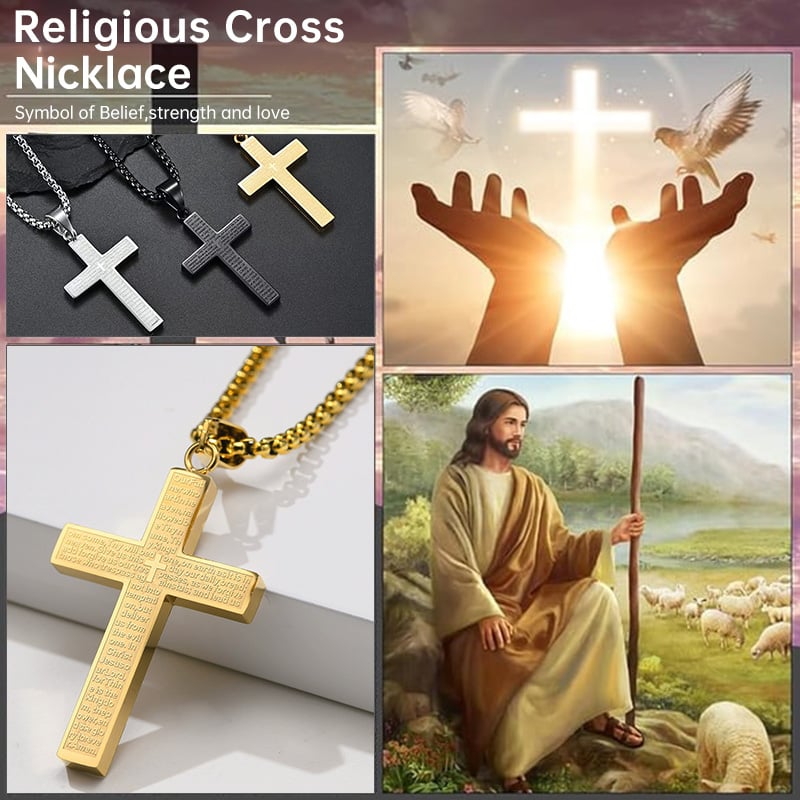 💜BUY 1 GET 1 FREE💜✝️Lord's Prayer Scibble Cross Necklace