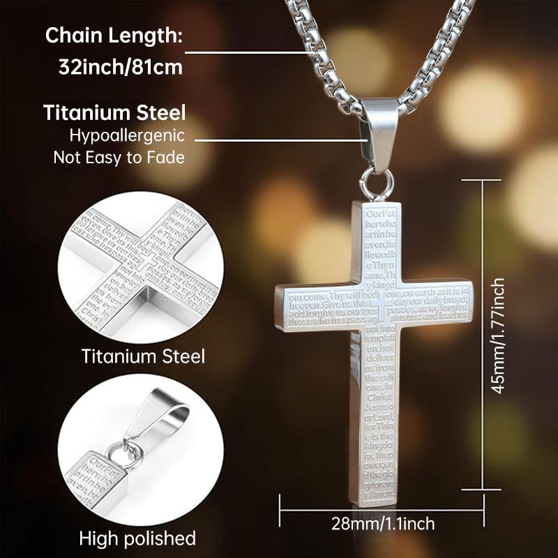 💜BUY 1 GET 1 FREE💜✝️Lord's Prayer Scibble Cross Necklace