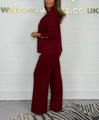 🖤Gold Button Soft Knit Trouser Co-Ord