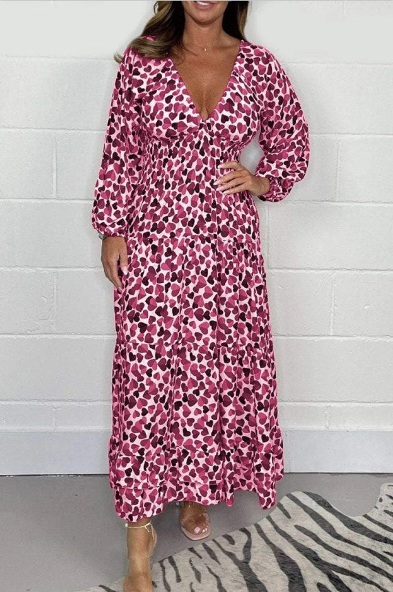 🔥LAST DAY SALE 49% OFF✨️Women Printed Sexy Deep V-neck Dress✈️Buy 3 Free Shipping