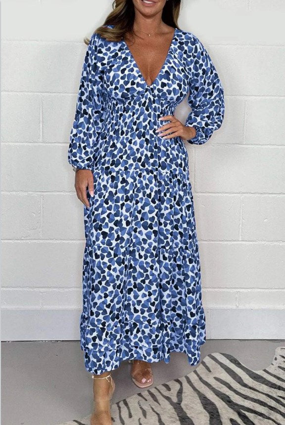 🔥LAST DAY SALE 49% OFF✨️Women Printed Sexy Deep V-neck Dress✈️Buy 3 Free Shipping