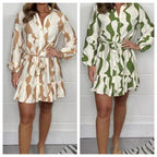 🌷Limited Time Offer 50% OFF🌷Casual Irregular Stripe Lapel Tie Waist Shirt Dress