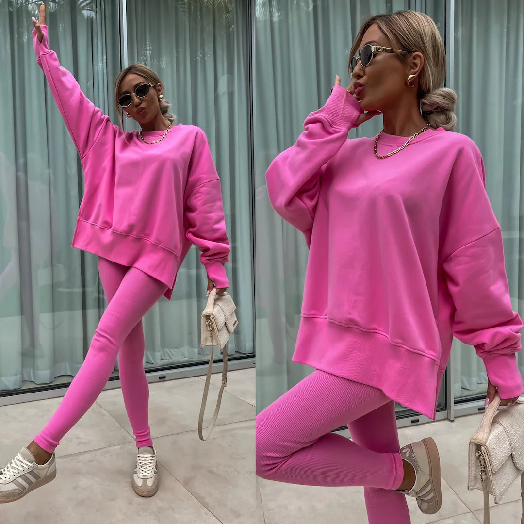 Women's Long Sleeve Printed Sweatshirt and Leggings 2-piece Set