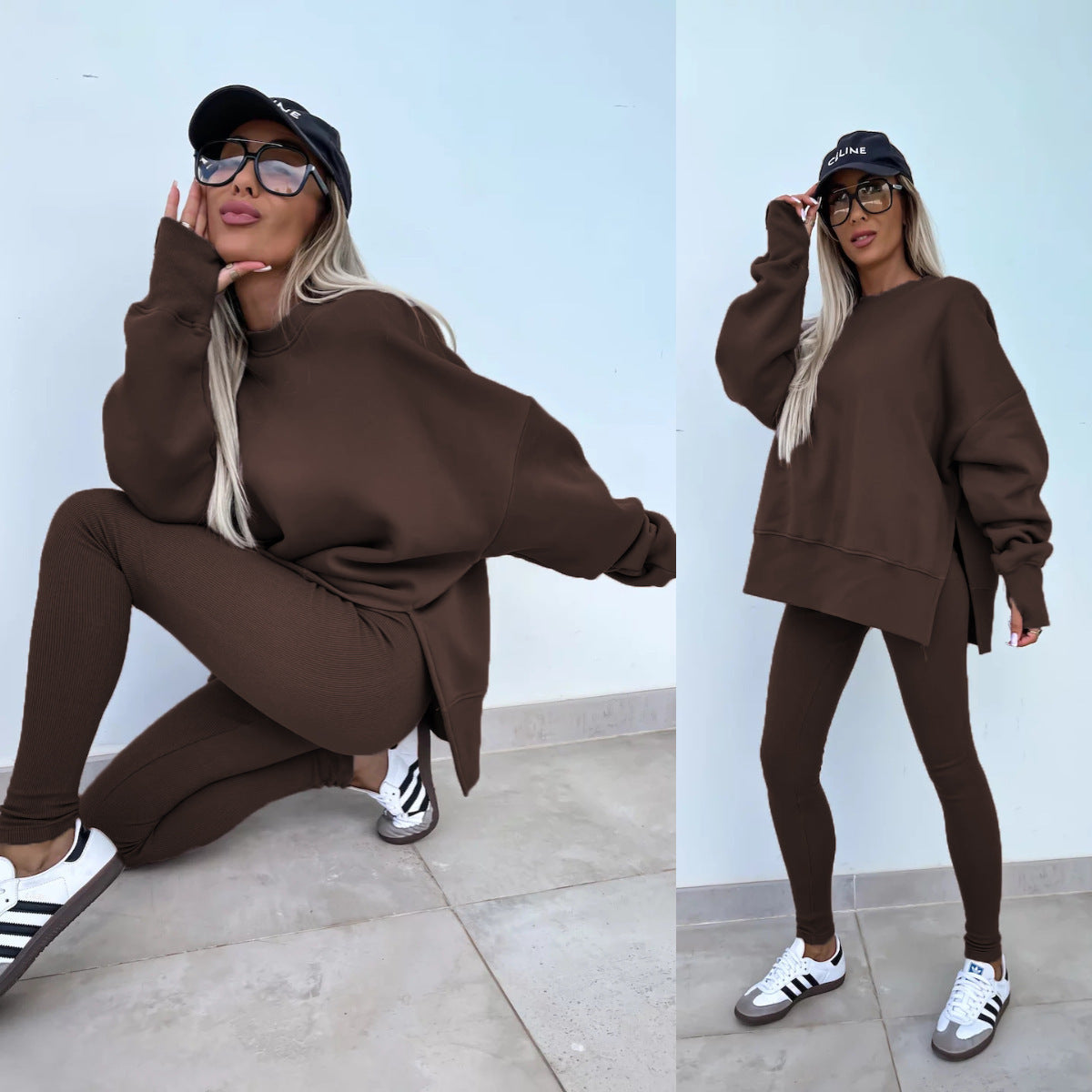 Women's Long Sleeve Printed Sweatshirt and Leggings 2-piece Set