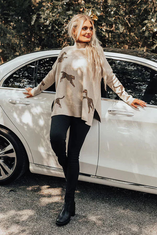 Casual retro tiger and leopard print long-sleeved top【Buy 3 free shipping】