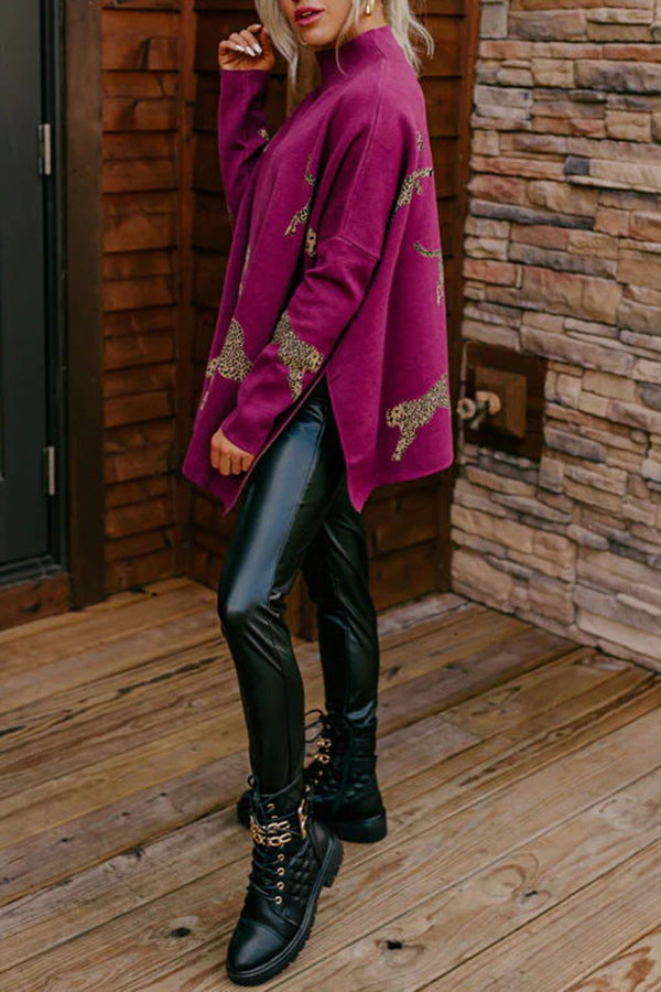 Casual retro tiger and leopard print long-sleeved top【Buy 3 free shipping】
