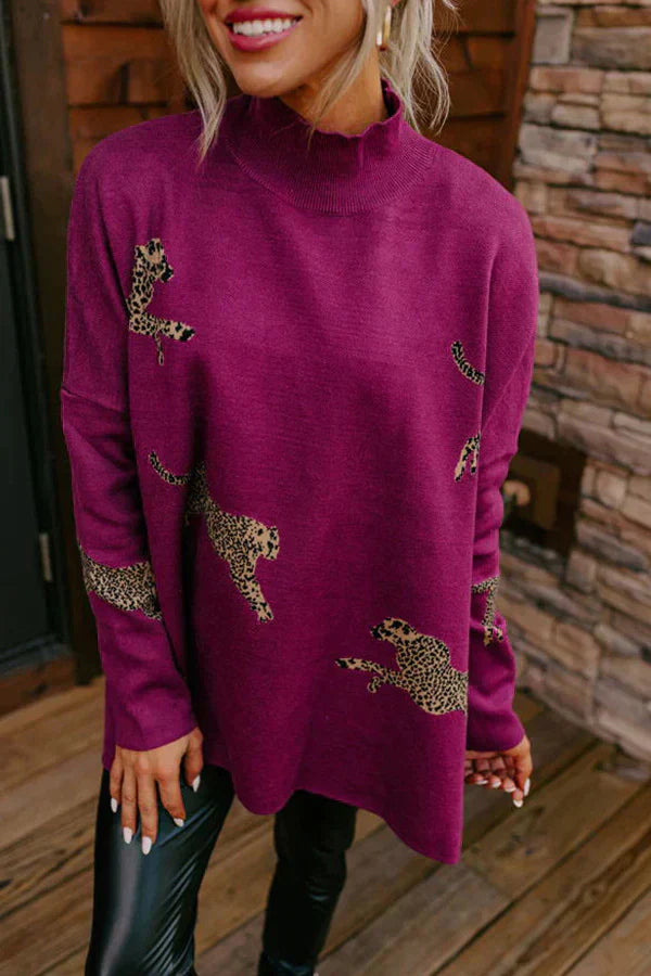 Casual retro tiger and leopard print long-sleeved top【Buy 3 free shipping】