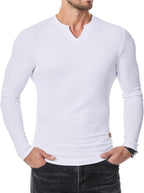 LAST DAY PROMOTION - 67%OFF V-Neck Longline Ribbed Tees Shirts Long Sleeve Gym Workout Athletic Menswear Tops