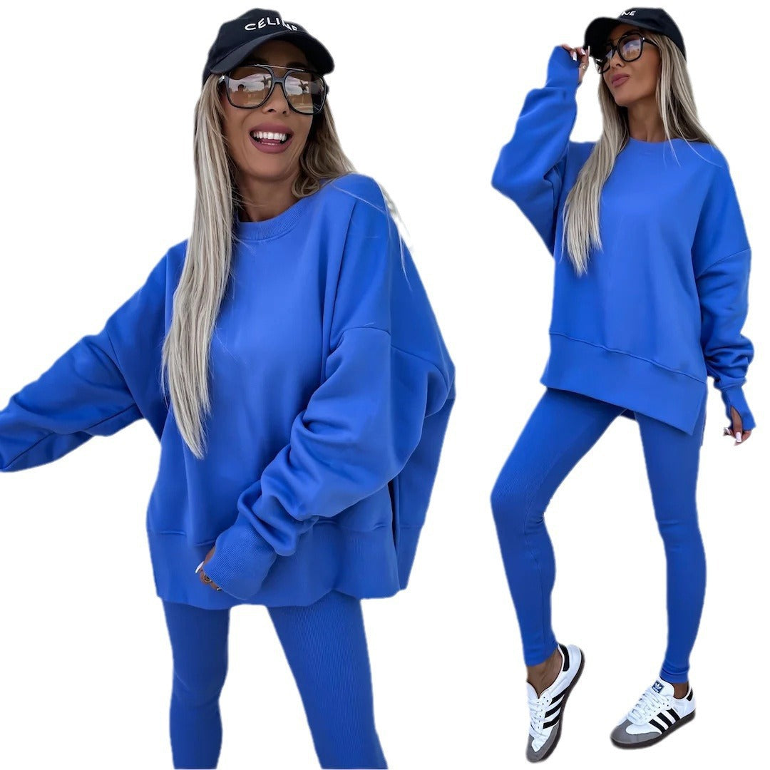 Women's Long Sleeve Printed Sweatshirt and Leggings 2-piece Set
