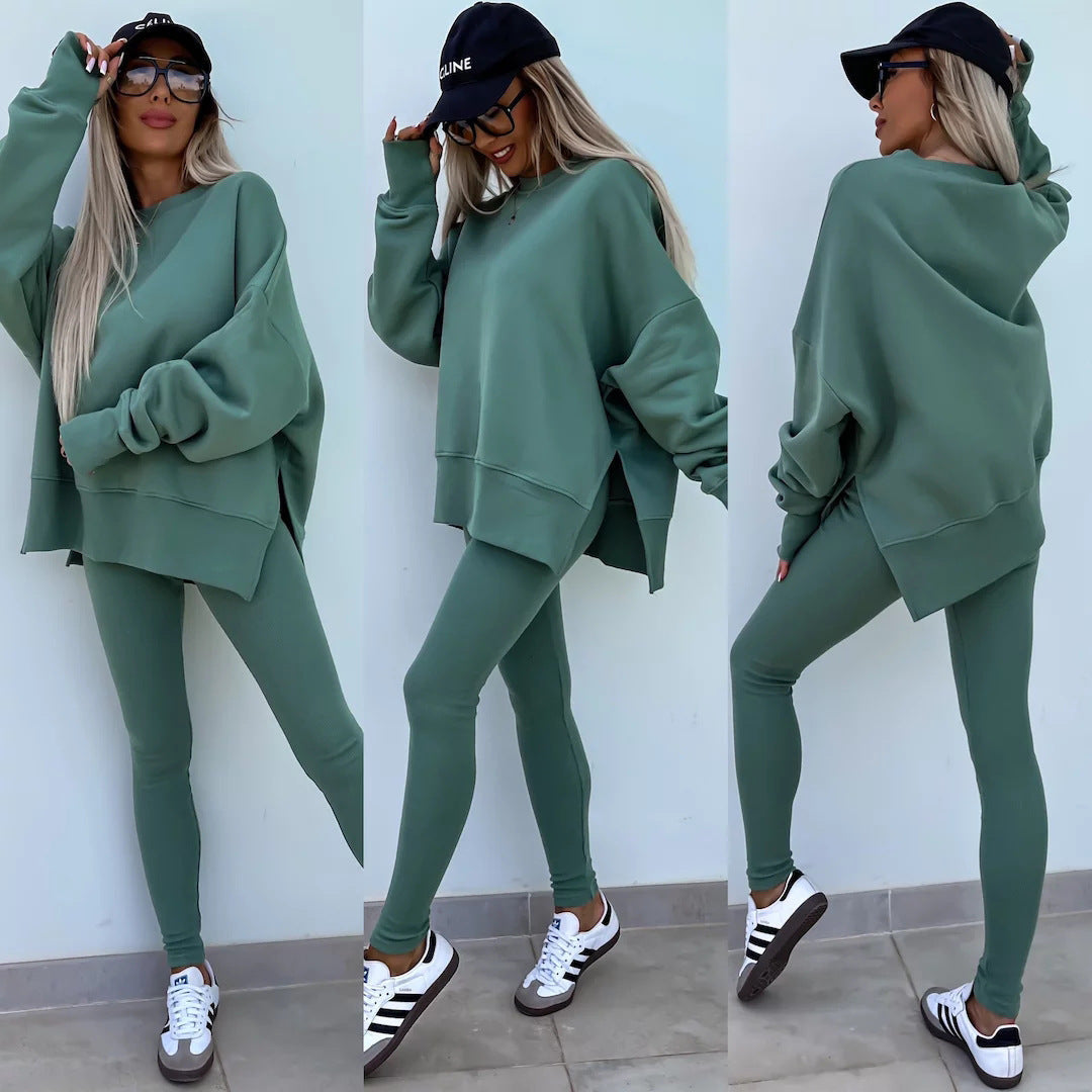 Women's Long Sleeve Printed Sweatshirt and Leggings 2-piece Set