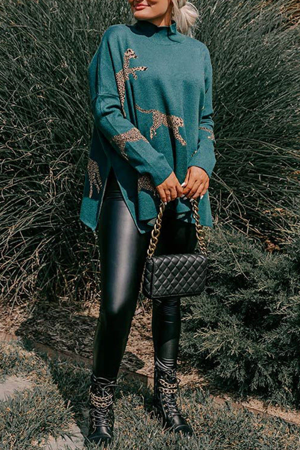 Casual retro tiger and leopard print long-sleeved top【Buy 3 free shipping】