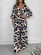 🔥Hot Sale 50% Off🍃Leopard print V-neck jumpsuit