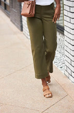 🔥2024 HOT SALE🔥Stretch Twill Cropped Wide Leg Pants