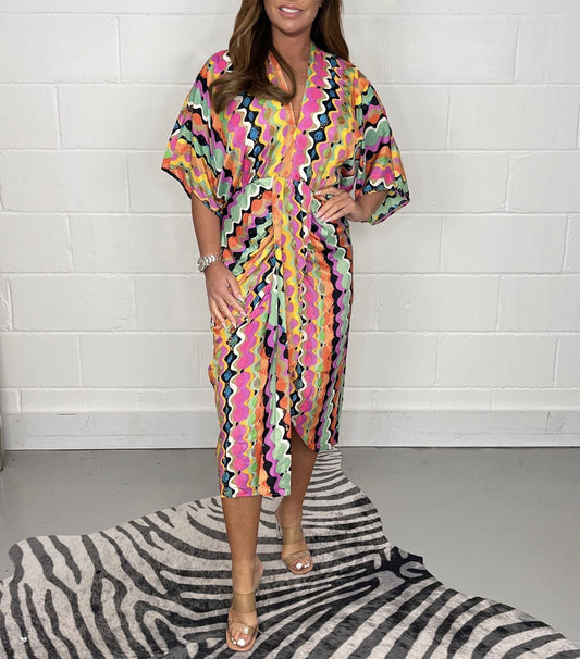 🔥Hot Sale 🔥Printed  Kimono Midi Dress