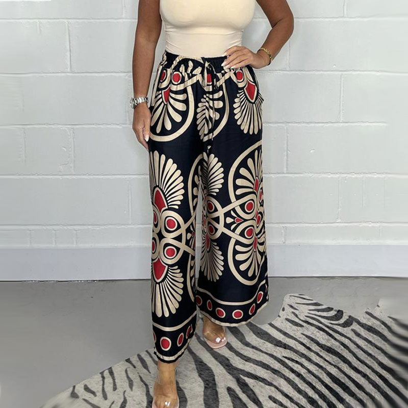 🔥Hot Sale-50% Off✨Women’s Stylish Printed Satin Wide-Leg Pants