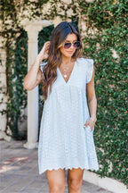 ⏰ Summer Sale💕 Elegant Lace Hollow Out Dress with Pockets