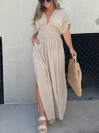 🔥50% OFF💗2024 New Slit v-neck effortless maxi long dress-3pcs free shipping