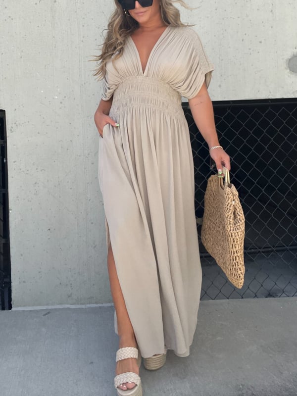 🔥50% OFF💗2024 New Slit v-neck effortless maxi long dress-3pcs free shipping