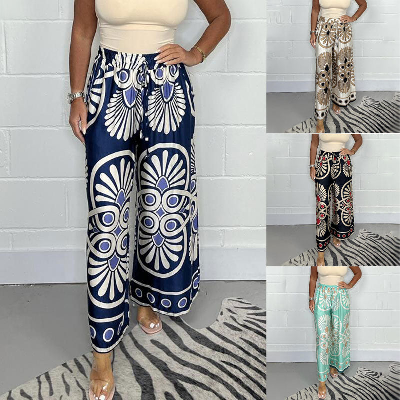 🔥Hot Sale-50% Off✨Women’s Stylish Printed Satin Wide-Leg Pants