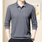 📢📢Flash Sale: Ending in 3 Hours!⏰⏰Men's Faux Two Piece Lapel Long-Sleeve Tops👔Multi-scenario fit🔥