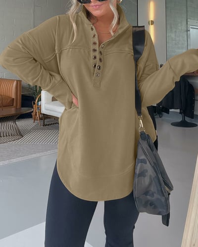 HALF NECK THUMBHOLE CUFF PULLOVER SWEATSHIRT🔥Best Selling