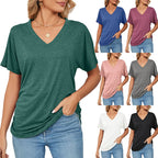 💕Hot Promotion- UP TO 58% OFF🌷V-Neck Solid Color Loose Ladies Tops