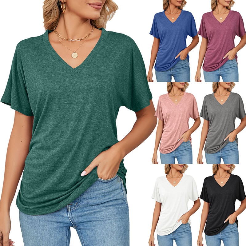 💕Hot Promotion- UP TO 58% OFF🌷V-Neck Solid Color Loose Ladies Tops