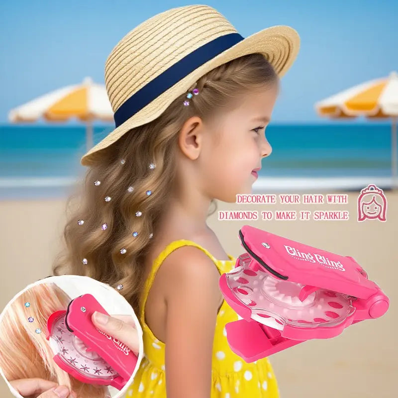 🎅Early Xmas Sales 🎁Glitter Diamond Styling Tools Hair Gemstone Styling Set +180 colorful gemstones to light up girls' hair